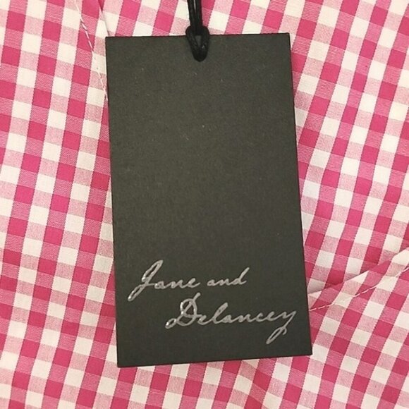 Jane and Delancey Pink Gingham Print Ruffle Blouse Bell Sleeves Cotton Size XS - Picture 4 of 9